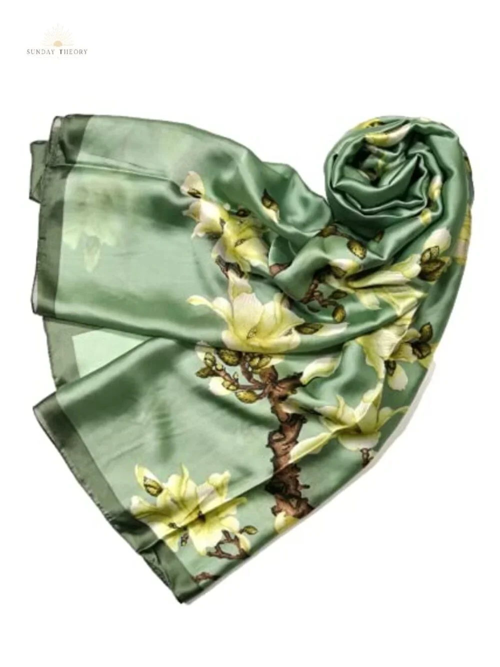 Silk Feel Large Long Floral Satin Scarf for Women - Shawl Wrapper
